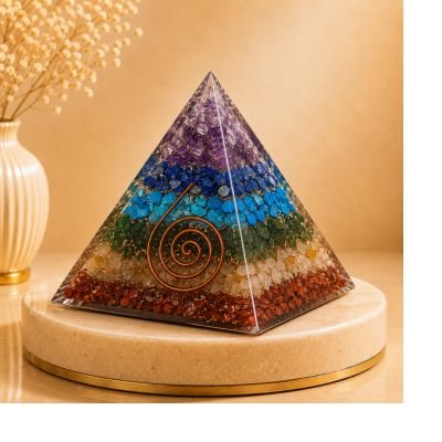 7 Chakra Orgone Pyramid — 7.5cm