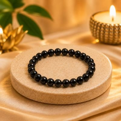 Black Tourmaline Bracelet — 8mm Natural Beads