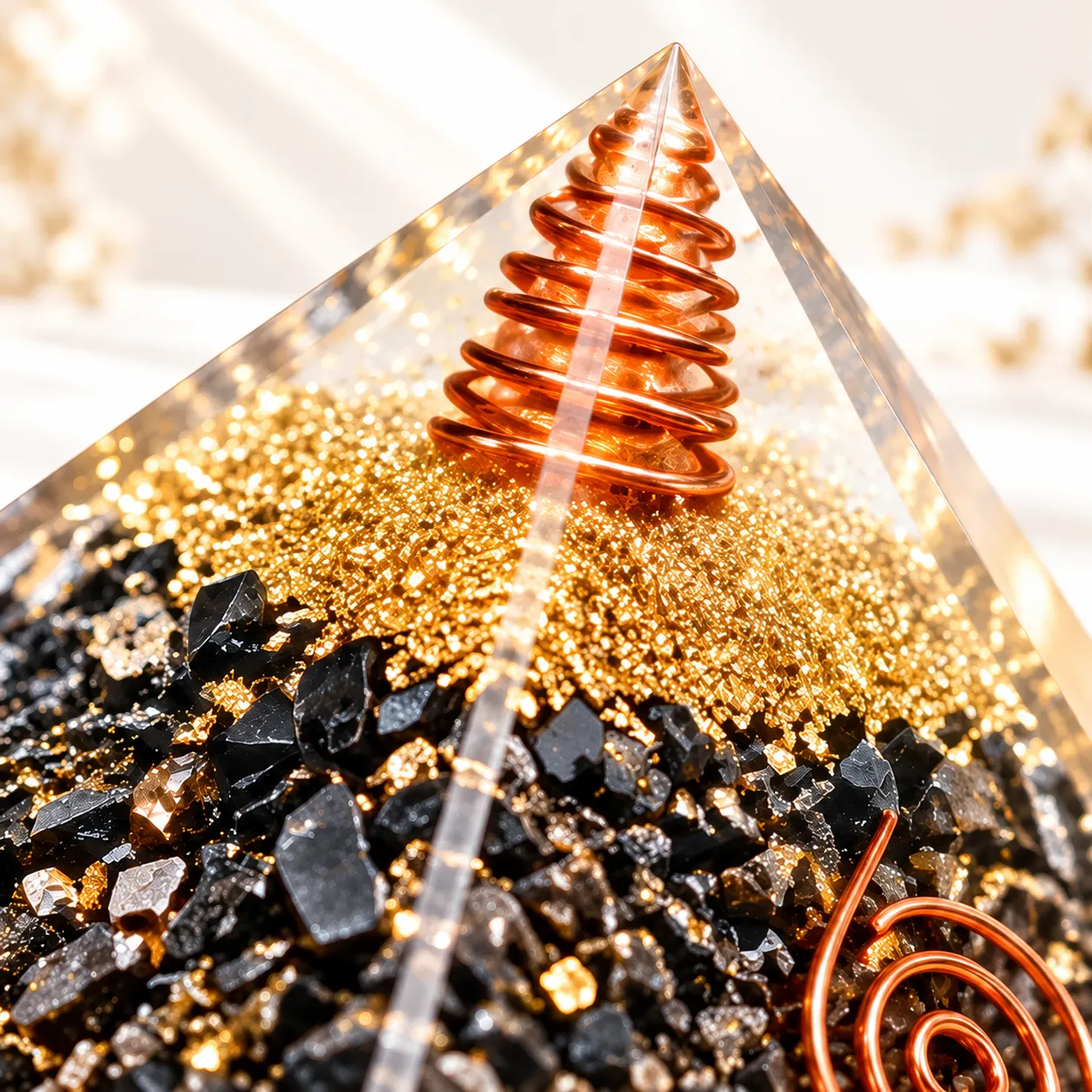 Black Tourmaline Orgonite Pyramid – 9 cm