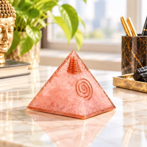 Rose Quartz Orgonite Pyramid – 9 cm